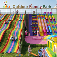 Solution clé en main pour aire de jeux extérieure, parc d'attractions pour enfants, toboggan arc-en-ciel, château gonflable, équipement de trampoline