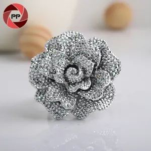 Toptan gümüş düğün ziyafet çiçek peçete halkası