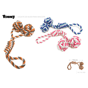 Juguete Masticable para Mascotas de Cuerda de Algodón con Doble Bola Ovalada de 55 cm - Product Image 1