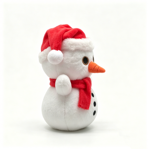 Peluche de bonhomme de neige de Noël personnalisée, adorable peluche de bonhomme de neige, peluche de bonhomme de neige avec bonnet de Père Noël et écharpe rouge - Product Image 2