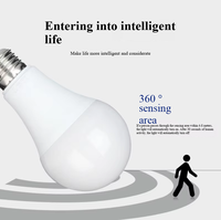 Ampoule à détection infrarouge du corps humain LED, couloir et radar intelligent A60, aluminium recouvert de plastique, modèle de lumière chaude