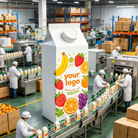 Boîte en carton à toit ouvrant personnalisée pour jus de fruits (orange, citron, pamplemousse, mangue, ananas, litchi, goyave)