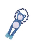 Jouet en peluche pour animaux de compagnie en gros, jouet à mâcher couineur en peluche pour chien avec corde, résistant aux morsures, puzzle de dentition avec motifs ours et singe
