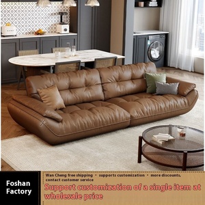 Ghế <span class=keywords><strong>sofa</strong></span> da phong cách tối giản Ý, sang trọng nhẹ nhàng, kiểu cổ điển, phòng khách, kiểu thẳng, da mây nghệ thuật, ghế <span class=keywords><strong>sofa</strong></span> da bò lớp trên cùng kiểu thuyền buồm - Product Image 3