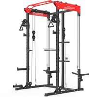Cage a Squat Cable Trainer, Soporte de Sentadillas Multigimnasio, Power Rack Todo en Uno, Entrenador Funcional, Rack de Sentadillas con Barra de Dominadas