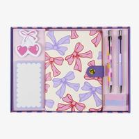 Ensemble de papeterie personnalisable de haute qualité, carnet en cuir PU, notes adhésives, stylos à bille, boîte cadeau, bureau, école, écriture