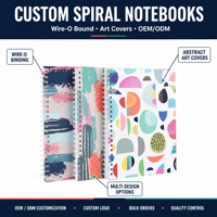 Carnet à spirales personnalisé en couverture rigide, vente en gros, carnets à spirales mignons, format A5, papier kraft pour fournitures de bureau
