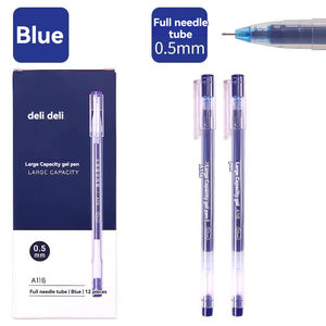 Pulpen Gel Juneng Berkualitas Tinggi Deli A116 Biru 2 Buah Pulpen Tanda Tangan Pulpen Pelajar 0.5mm Tabung Jarum Penuh Cepat Kering - Product Image 1
