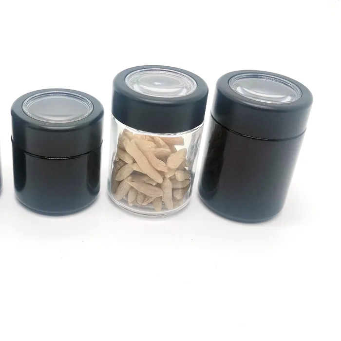 Glass jar ABS lid magnifying jar 2oz 3.5g flower Smell Proof Stash Jar CR Glass packaging with custom paper box