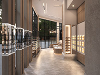 Étagère à lunettes en bois brutaliste, écologique, imperméable, avec éclairage LED pour table de lunettes, comptoir de réception, décoration de magasin