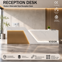 Bureau d'accueil en bois personnalisable de luxe léger et écologique de la marque VIGOR pour bureaux, piscines, salons de beauté, centres commerciaux