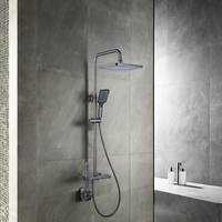 Système de douche en laiton à affichage de la lumière ambiante moderne SS-1288 Jet Pattern Piano Keys Pommeau de douche pour salles de bains d'hôtel