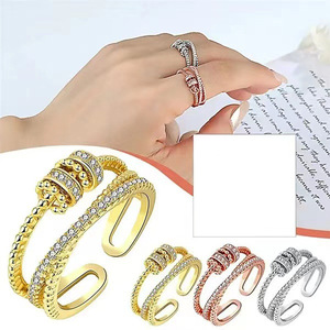 Anelli in Cristallo T0582 Placcati in Oro 18K per Uso Quotidiano Femminile con Incastonatura a Canale e Strass, Gioielli alla Moda - Product Image 1