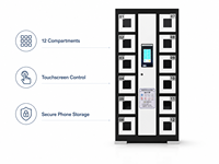 Casillero de Carga para Teléfonos Inteligentes con 12 Compartimentos, Gabinete de Almacenamiento Seguro para Carga de Celulares con Pantalla Táctil para Escuelas y Bibliotecas