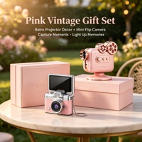 Mini appareil photo numérique de poche rétro à écran rabattable, style vintage, 1080P HD, ornements thématiques, fait main, imprimé UV, coffret cadeau