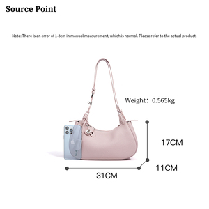 Sacs à main en cuir véritable faits à la main haut de gamme avec logo personnalisé, bandoulière réglable, sacs demi-lune, sacs à main pour femmes, sacs à bandoulière - Product Image 5