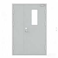 Porte en acier ignifuge avec fenêtre d'observation, design contemporain, surface finie, sortie de secours pour bâtiments commerciaux