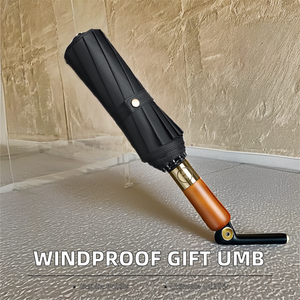 Parapluie pliable d'extérieur professionnel anti-UV avec nouvelle poignée en bois, semi-automatique, coupe-vent, imprimé pour les voyages et les occasions pluvieuses - Product Image 2