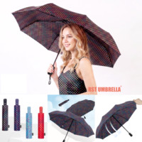 Parapluie automatique pliable classique pour femme à motif de points RST