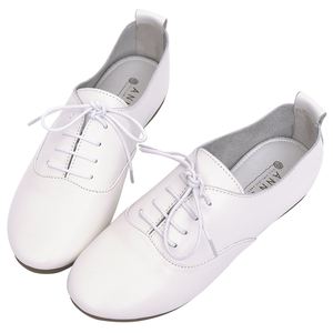 Zapatos Planos de Mujer con Cordones de Cuero Genuino, Tacón Bajo de 1 cm, Punta Redonda - Product Image 3