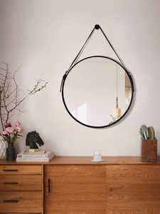 Chất lượng cao phong cách Châu Âu gương kính phòng tắm đa kích cỡ treo vòng hình dạng gương với PU vành đai - Product Image 2