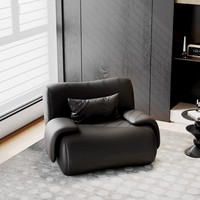 Canapé une place de style italien, fauteuil lounge noir design, canapé de salon en cuir de luxe léger au toucher sophistiqué