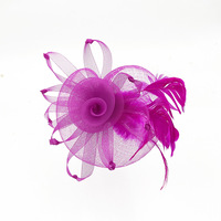 Mini-chapeau en tulle transparent et plumes, style défilé, pour mariée et cérémonie de thé
