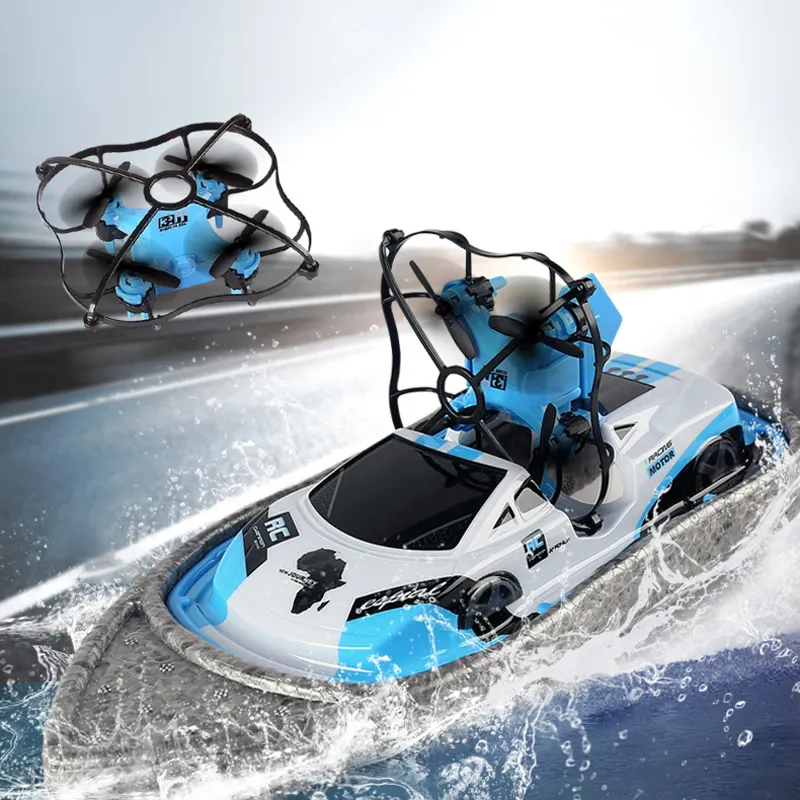 3 en 1 Air Land Water Mode RC Drone Bateau Jouet Véhicule Électrique Sol Eau Air Triphibian Télécommande Aéroglisseur Drone Bateau