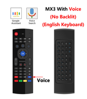 MX3 Keyboard Remote kontrol 2.4G, Mouse udara Mini dengan Remote kontrol suara untuk TV Android dan PC