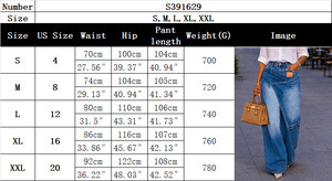 Pantalones <span class=keywords><strong>vaqueros</strong></span> de mezclilla de diseño irregular para <span class=keywords><strong>mujer</strong></span>, de pierna ancha, holgados, <span class=keywords><strong>rectos</strong></span>, transpirables, estilo cargo, para uso urbano - Product Image 6
