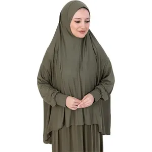 Robe de prière douce Prien pour femmes, ensemble abaya hijab musulman, tenue de prière longue en coton turc, vêtements islamiques pour le Ramadan OEM - Product Image 6