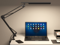 Lampe de bureau avec design anti-éblouissement en métal, LED CRI95, alimentation CA, commande par bouton rotatif pour la gradation/la réglage des couleurs, utilisation en chambre et en bureau