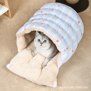 2025 New Style Winter Enclosed Thickened Cat <b>Bed</b>, Dog <b>Bed</b>, Winter Warm Cat House, Warm Sleeping Bag <b>Bed</b> for Cats During Winter - Product Image 3