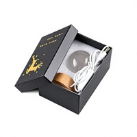 Boîte cadeau, emballage de boule de cristal K9 transparente de 6 cm et 8 cm, sphère en verre solide avec base en bois et LED