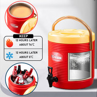 Thermos à double paroi en acier inoxydable de 13 L pour thé au lait, baril, seau, refroidisseur avec robinet