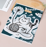 Sacs de remerciement en plastique HDPE HOYO avec imprimé nœud rose et poignée découpée en forme de cœur, modèle 80260, pour les magasins de détail et les boutiques
