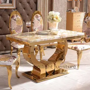 Diseño de lujo MDF Top Event Gold Frame Dining Hotel Wedding Table