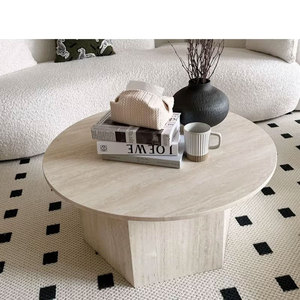 Tavolino da Caffè in Travertino Bianco Italiano Moderno Tostone, Ecologico <span class=keywords><strong>e</strong></span> Durevole per Arredamento Soggiorno <span class=keywords><strong>e</strong></span> Decorazione Casa - Product Image 1
