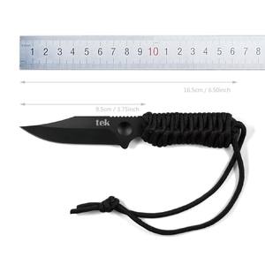 Cuchillo de caza de hoja fija D2 práctico al por mayor en línea con mango de cuerda de nailon para demandas especiales de los clientes - Product Image 2