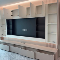 Meuble TV moderne en bois massif pour la maison, table console multifonctionnelle avec rangement multimédia