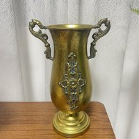 Vas Bunga Vintage Eropa untuk Dekorasi Pernikahan, Pot Bunga dengan Pegangan Besi Cor, Kaki Tinggi, Warna Emas/Perak