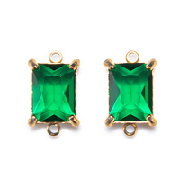 Rétro fait à la main bricolage émeraude Micro-incrusté Zircon pendentif à breloque en acier inoxydable carré larme pendentif accessoires bijoux de mode