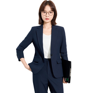 Women's Formal Suit Set Polyester Woven Anti-Wrinkle Straight Silhouette Notched Neckline Natural Waistline For Job Interviews - Product Image 5