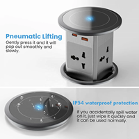Enchufe Universal Neumático Retráctil Oculto con Cargador Inalámbrico Integrado para Muebles de Oficina, Enchufe Elevable de 10A