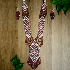 Collar Artesanal Único de Náhuatl, Estilo Boho con Cuentas de Semillas y Espíritu de Ember, Ideal para Bodas y Aniversarios - Product Image 1