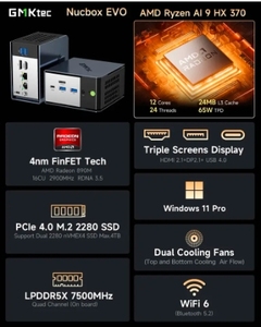 GMKtec EVO-X1 Al 9 370 มินิพีซี Radeon 890M LPDDR5 7500MHz 32GB 1TB WIFI6 BT5.2 2.5G Lan USB4.0 คอมพิวเตอร์ตั้งโต๊ะสำหรับเล่นเกม GMKtec EVO- - Product Image 1