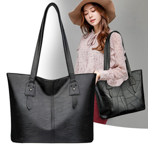 Bolso Tote de Cuero PU Negro de Color Sólido, Impermeable, de Gran Capacidad, con Cierre, para Viajes Diarios y Compras - Product Image 6