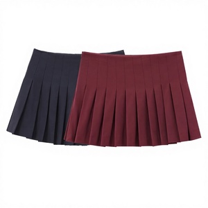 Women's Vintage Pleated Mini Skirt Solid Color Natural Waist Regular Fit Comfortable Autumn Woven Polyester A-Line Eco-Friendly - Product Image 3