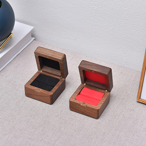 Black Walnut Solid Wood Jewelry Box Square Small <b>Ring</b> Earring <b>Storage</b> Box Simple Style - Product Image 3