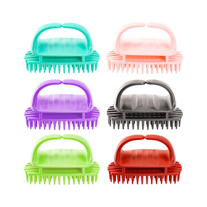 Silicone Scalp Massage <b>Brush</b> For <b>Hair</b> Care <b>With</b> <b>Soft</b> <b>Bristles</b> Green And Teal Colors - Product Image 5